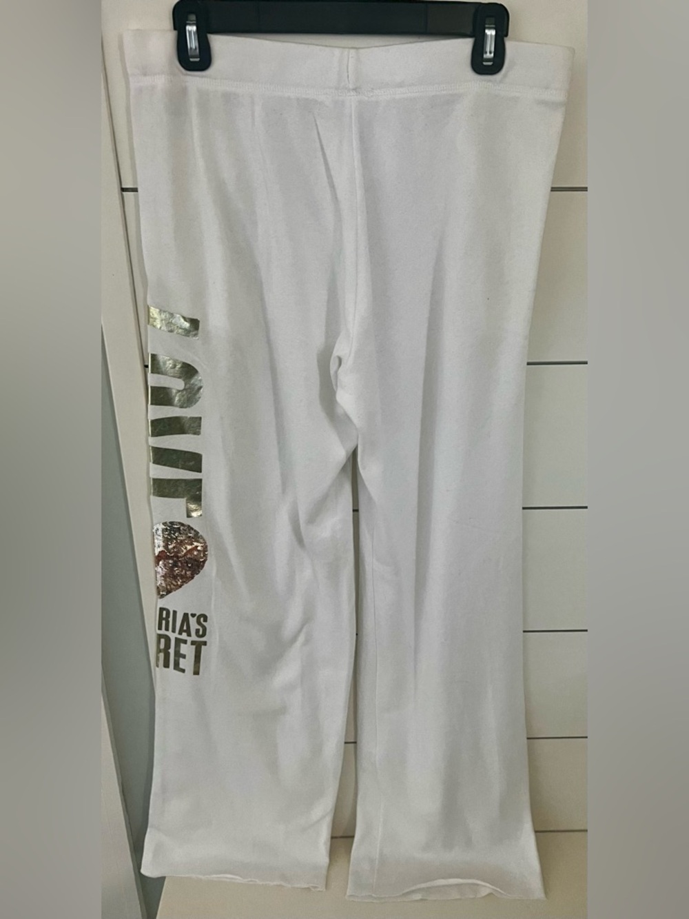 Victoria's Secret White Wide Leg Sweatpants with Gold and Rose Gold Accent - Picture 2 of 3